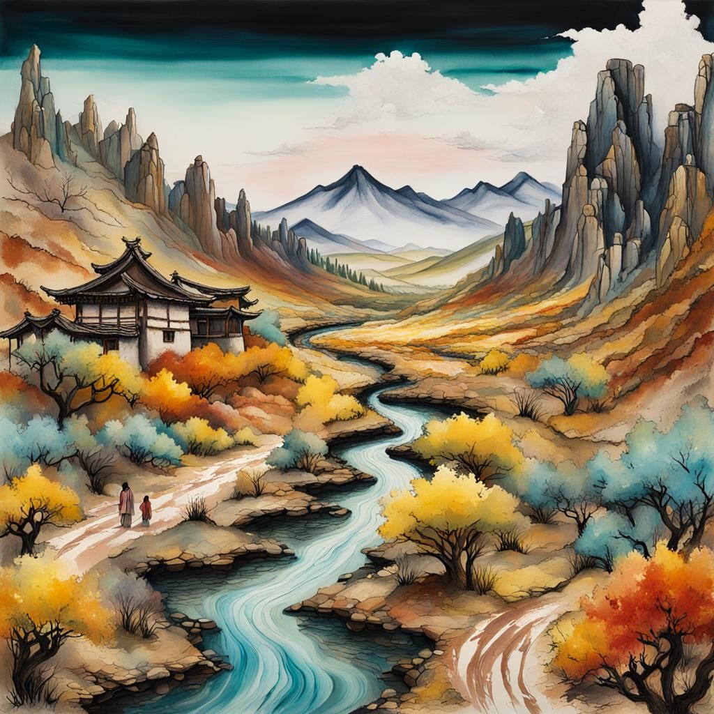 Landscape of the ancient spice and silk trail