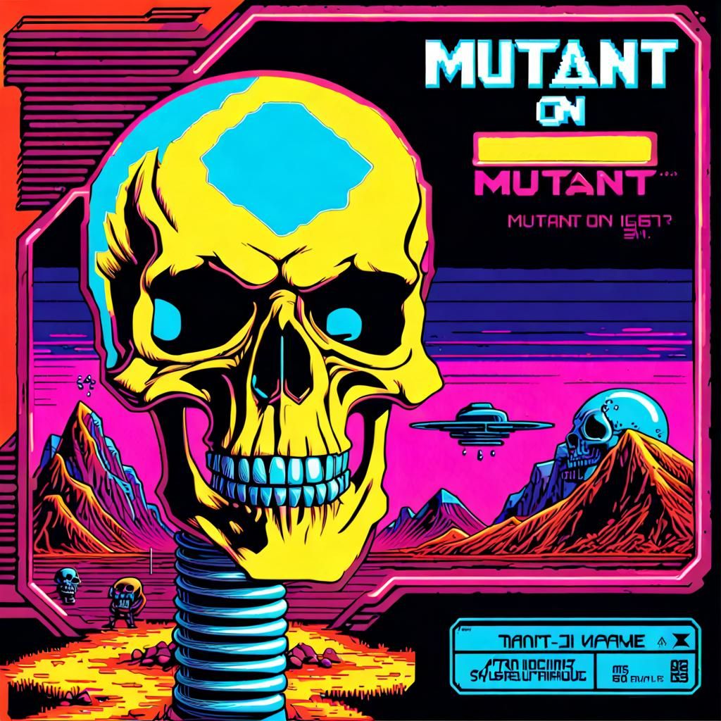 Atari Mutant Cartridge: 80s Synthwave Skull