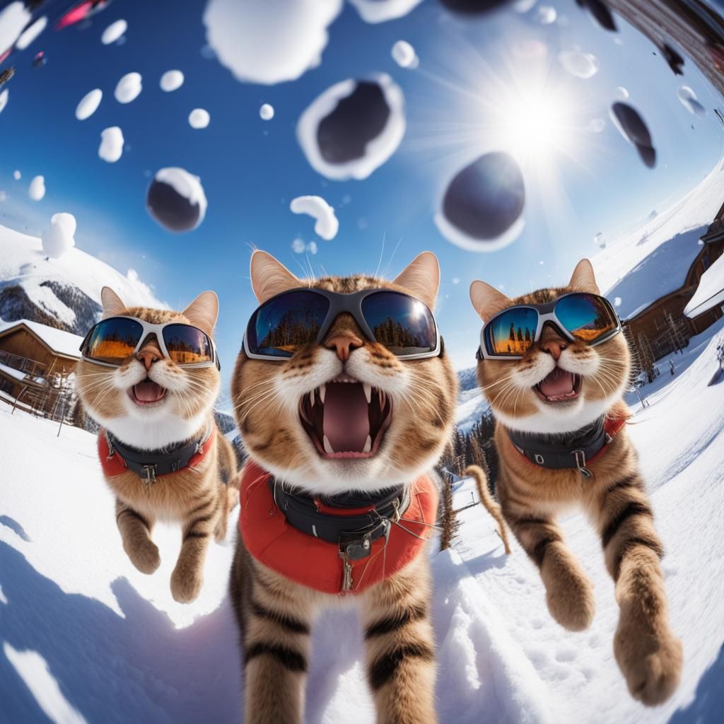 Happy Cats at Ski Resort in AR