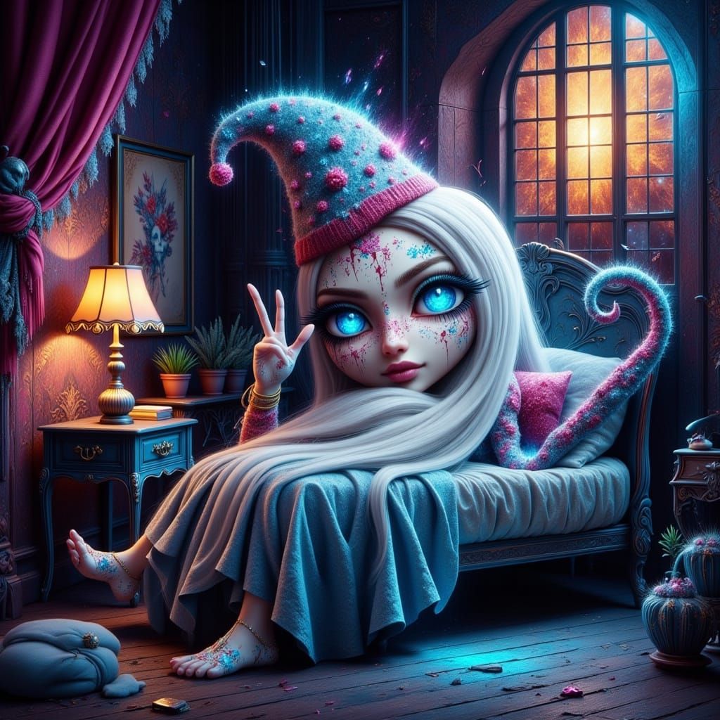 Terrified Teapot Hides in Bed Amidst Ghostly Graffiti Chaos