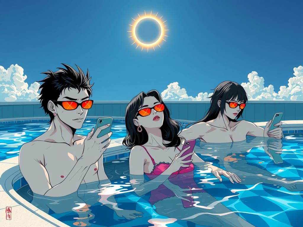 Vampires Soak Up the Eclipse in Vibrant Neon