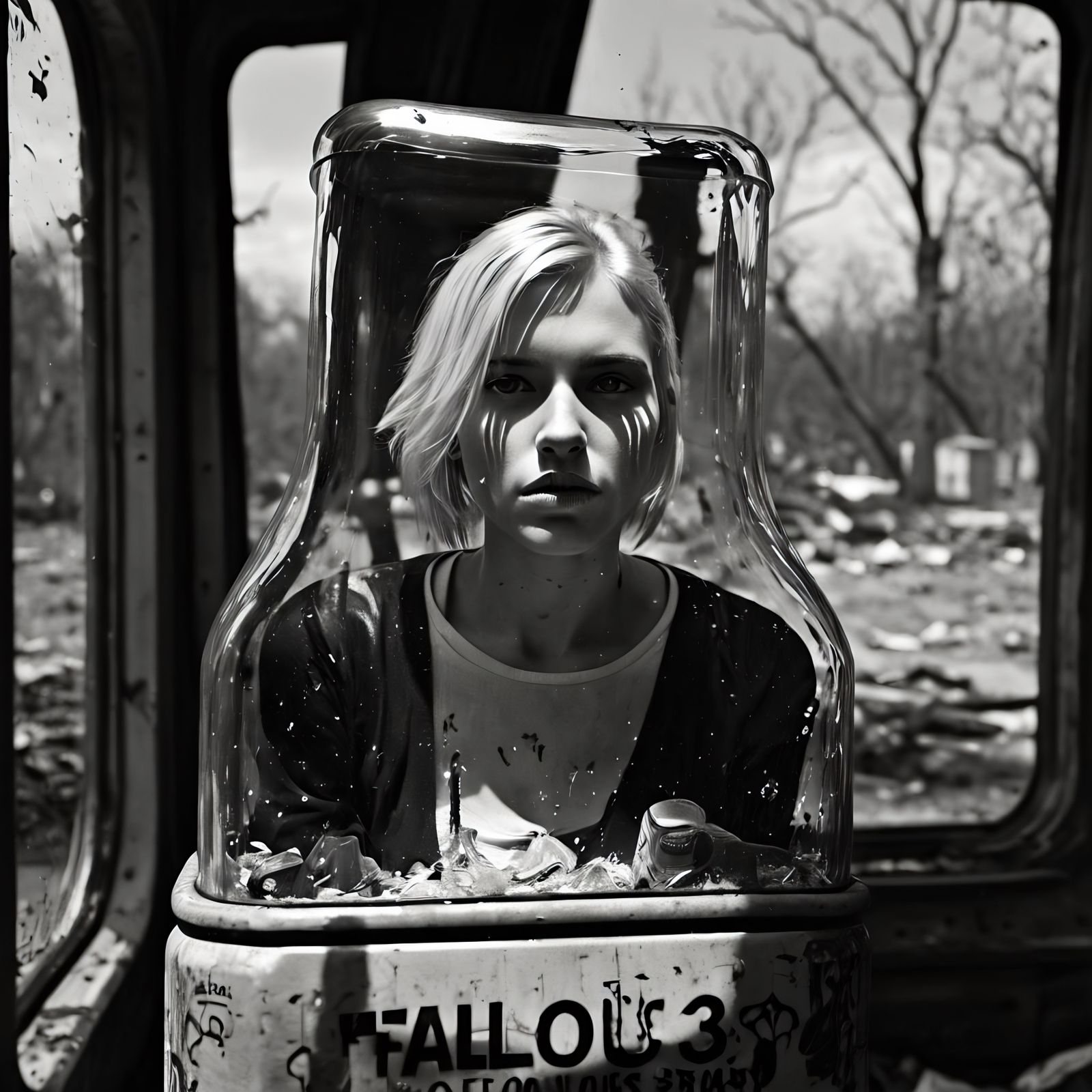 Photorealistic Woman in Bottle, Fallout 3 Dream
