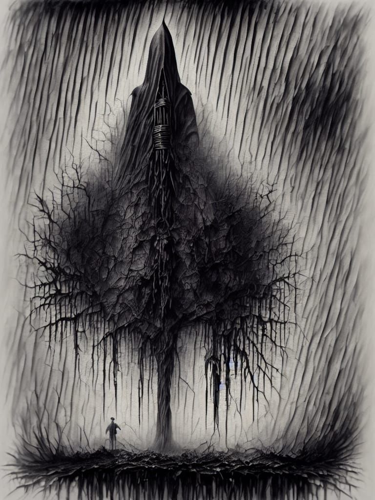 Dark Impressionist Horror Painting: Mosaic of Screaming Skul...