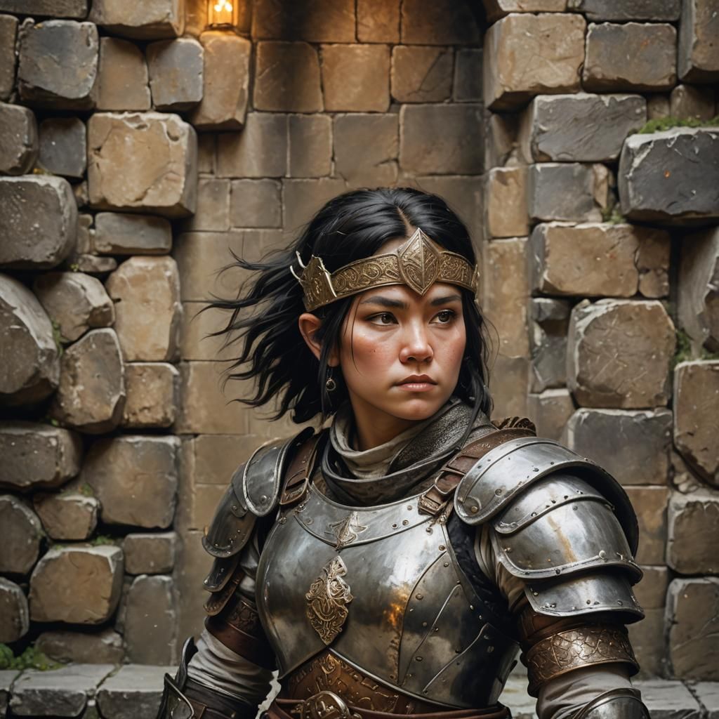 Medieval Dwarven Warrior Maiden in Earthy Tones