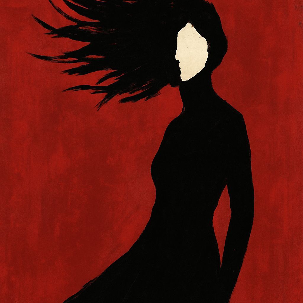 Ominous Woman Silhouette in Abstract Minimalist Style