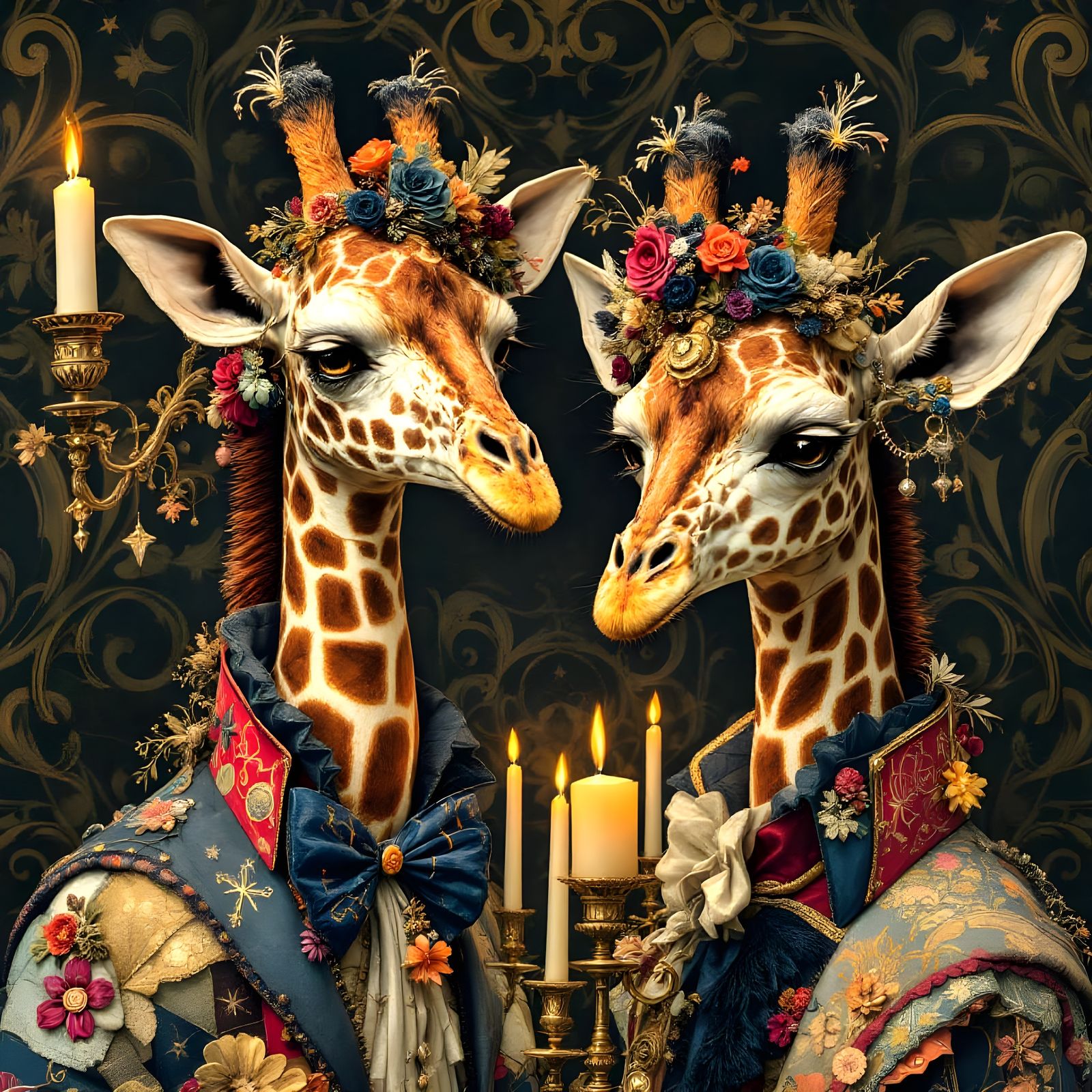 Candlewicked Giraffe Twins in Steamnoirnouveau Style