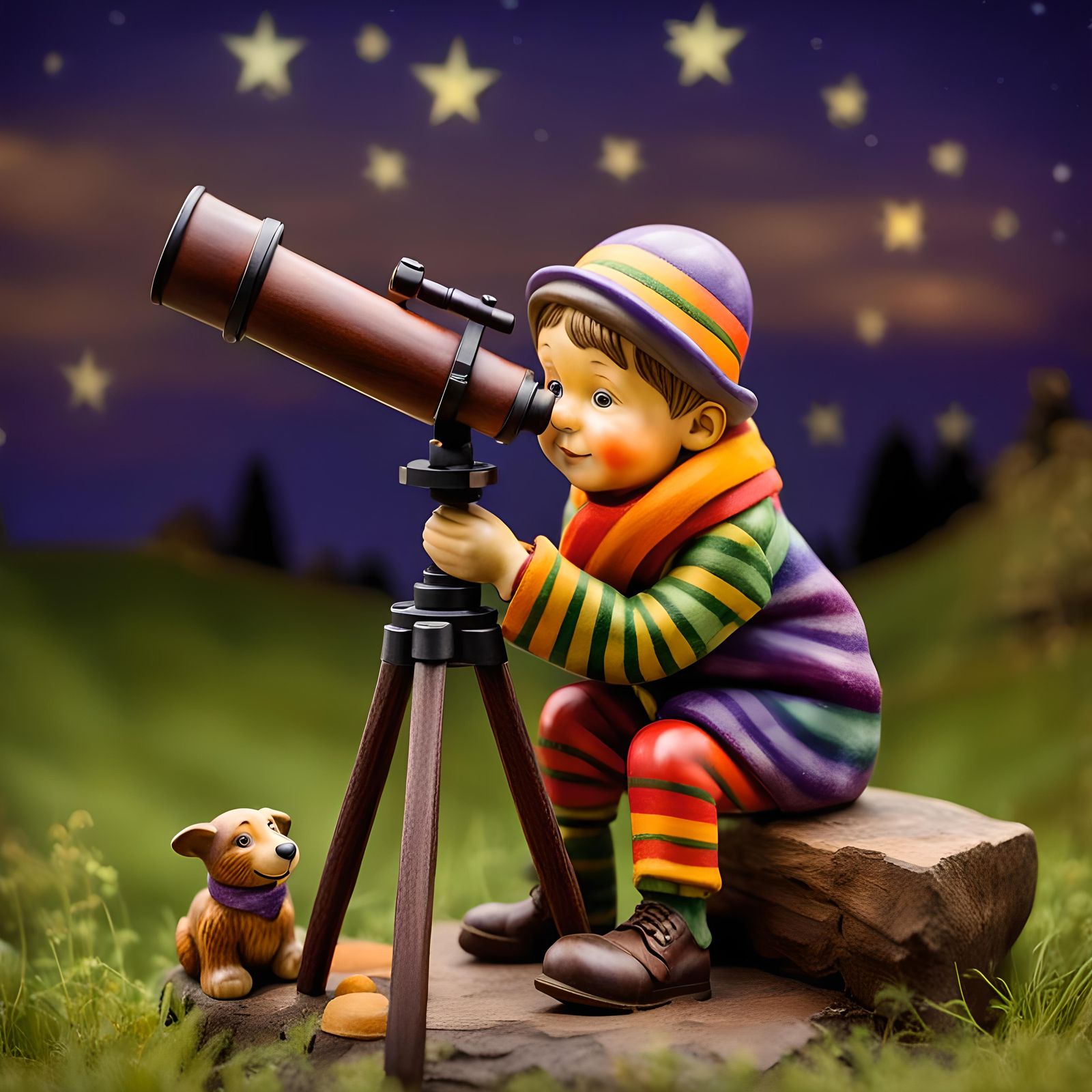 Boy Stargazer Figurine in Bavarian Style