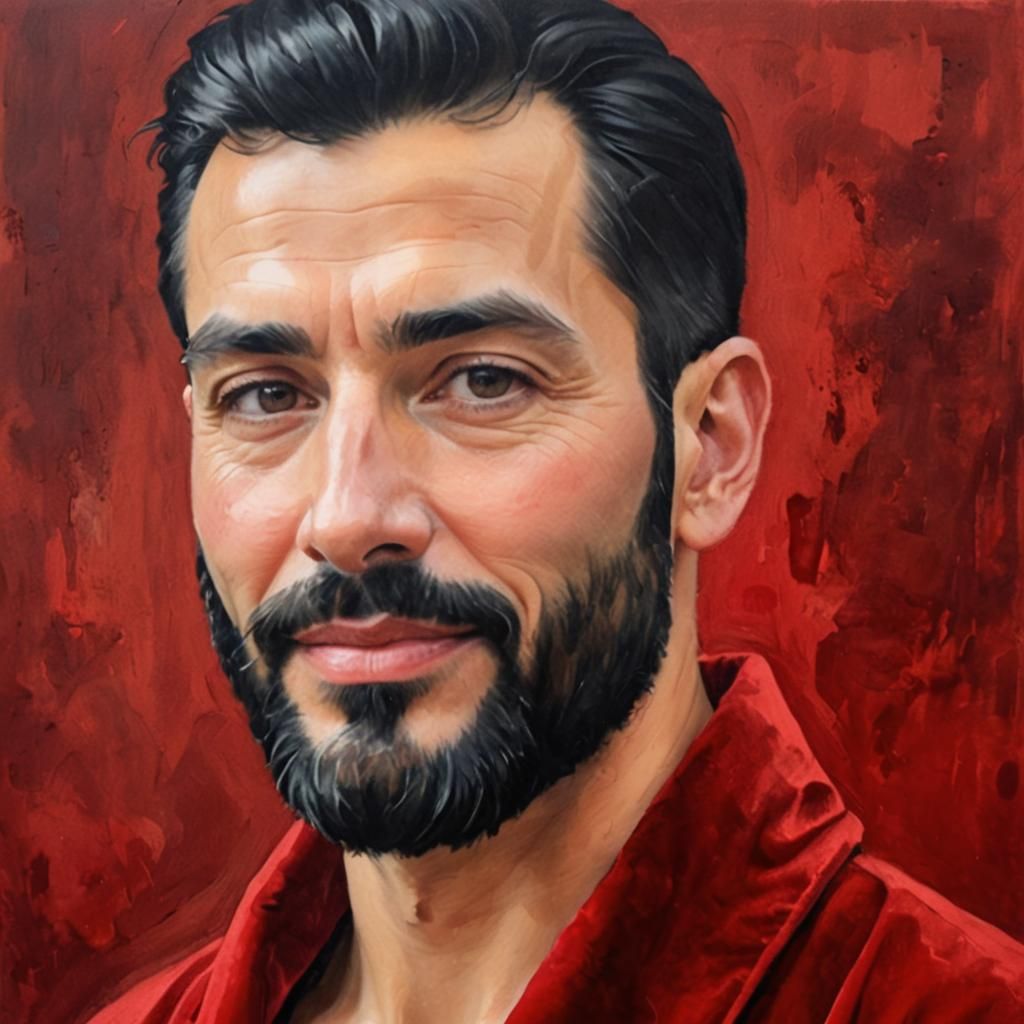 Man in Red Velvet Bathrobe: Impressionist Fantasy Art