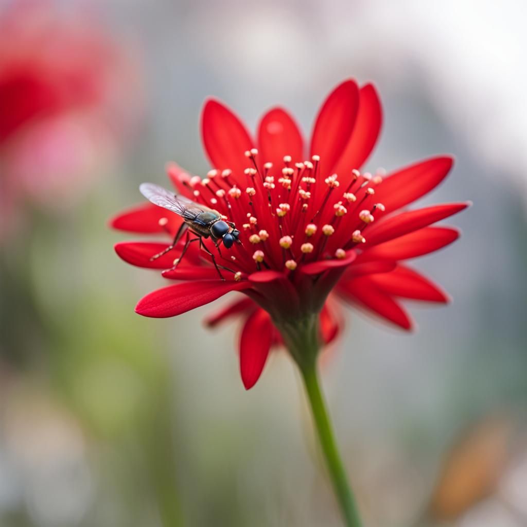 Macro Photograph of a Red Flower in Sharp Focus