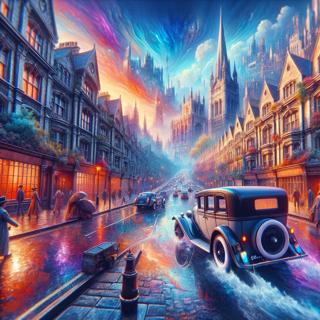 Fantasy Car Drives Through London: Matte Painting
