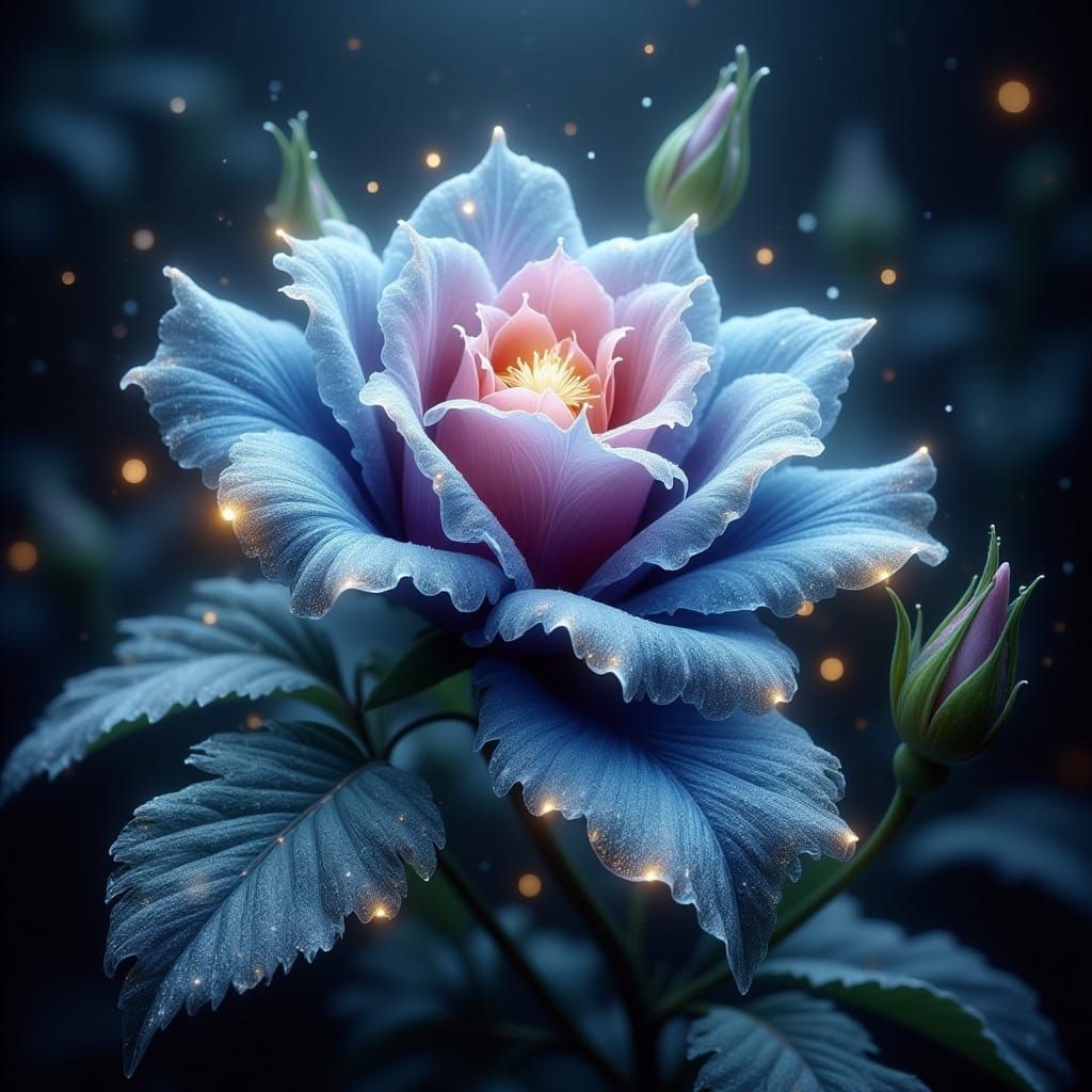 Dreamy Enchanted Rose with Golden Petal Tips