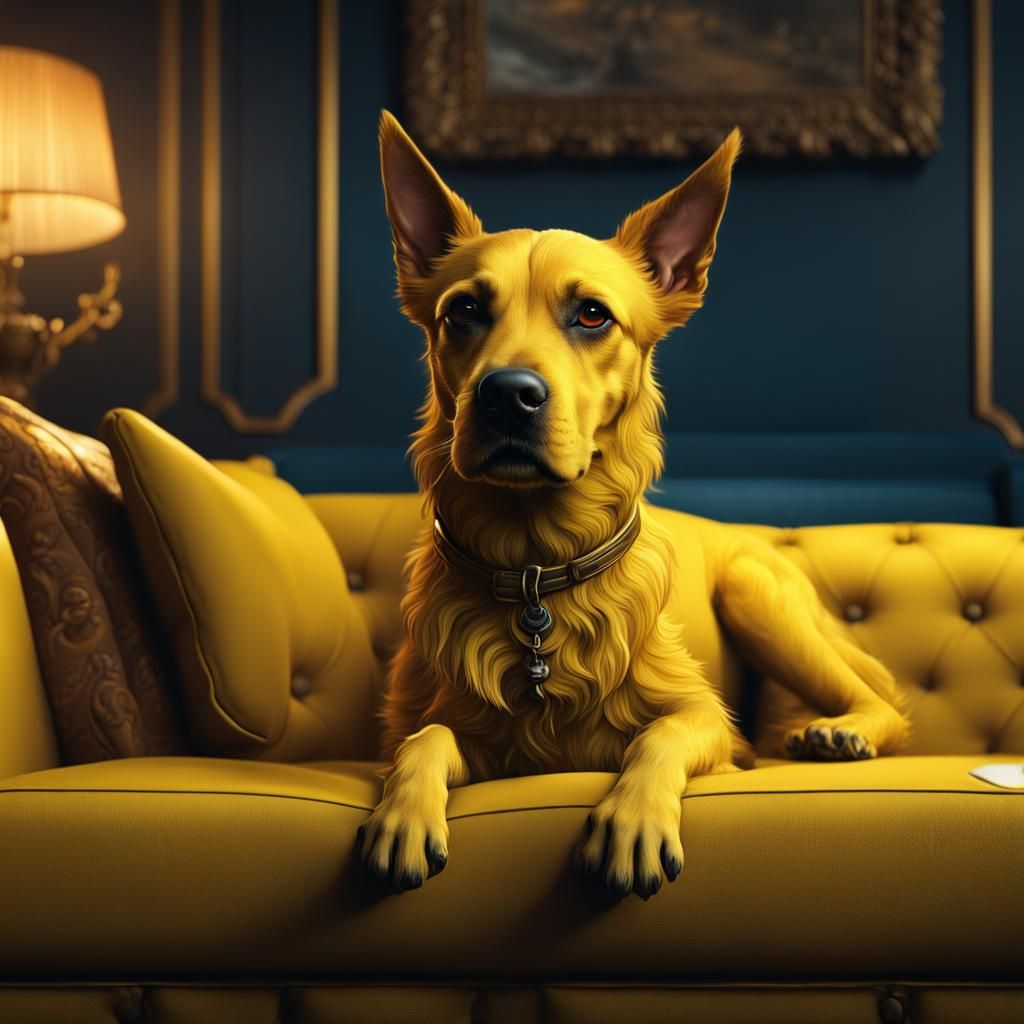 Yellow Dog Lounging: Detailed Fantasy Concept Art