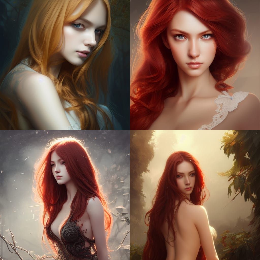 Elegant Redhead in Hyper-Detailed Art Nouveau Style