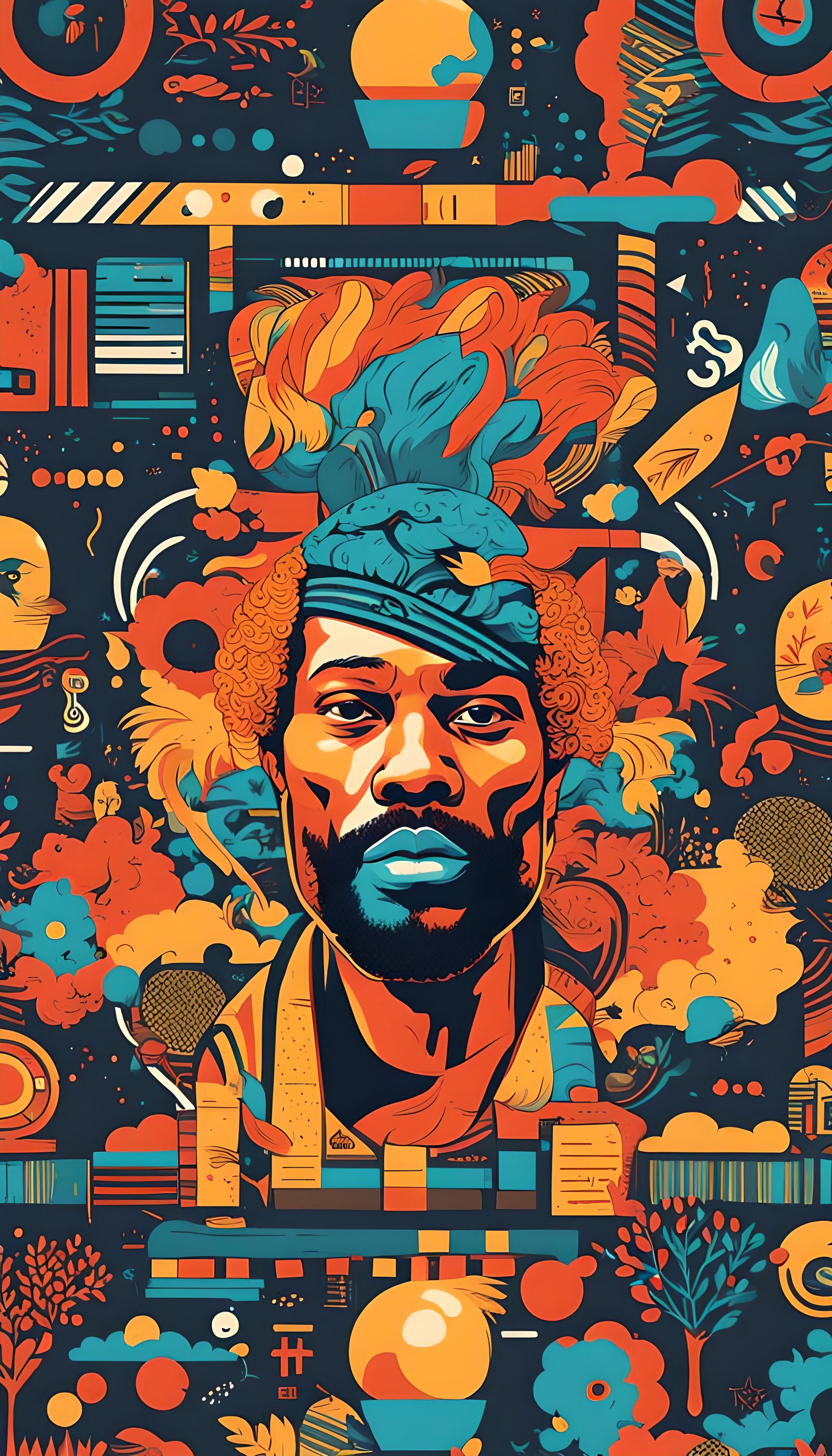 Creative Spirit: Flat 2D Artsy Design with Afros