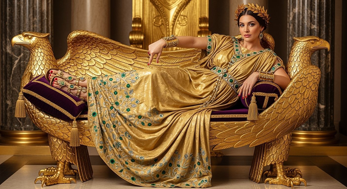 Roman Empress on Eagle Chaise Longue in Art Nouveau Style