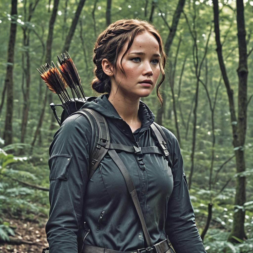 Jennifer Lawrence as Katniss Everdeen in Vibrant Style