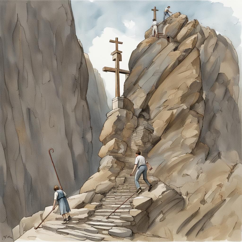 Mountain Church Ascent: Aiding the Climb