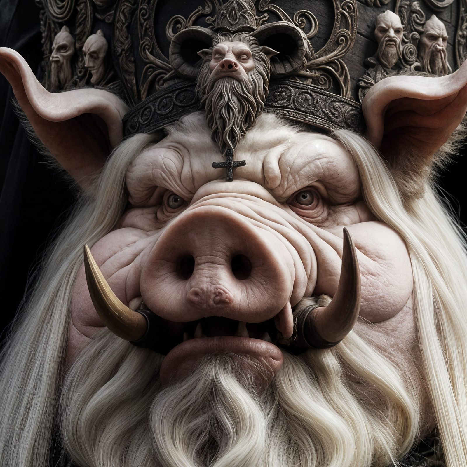 Mythic Legions: Albino Swine-Pope in Dark Religious Attire