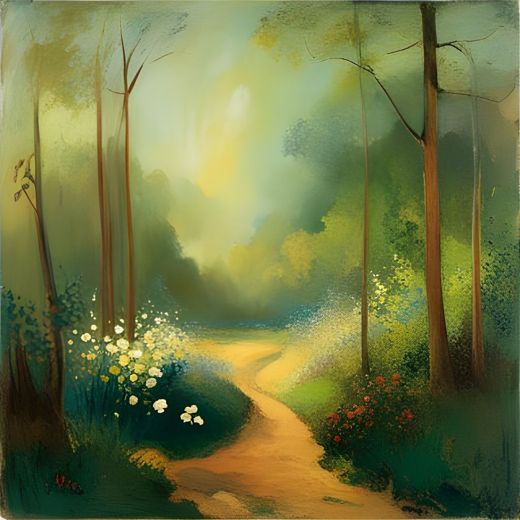 Ethereal Forest Path in Soft Colors