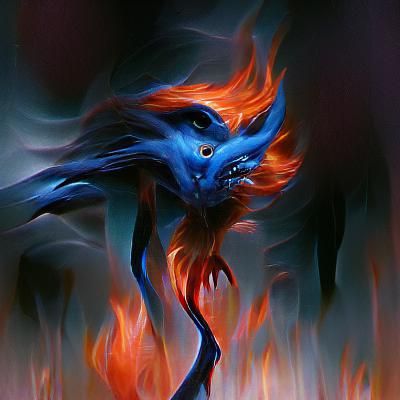 Blue Fire Phoenix: A Dark Fantasy Art Piece