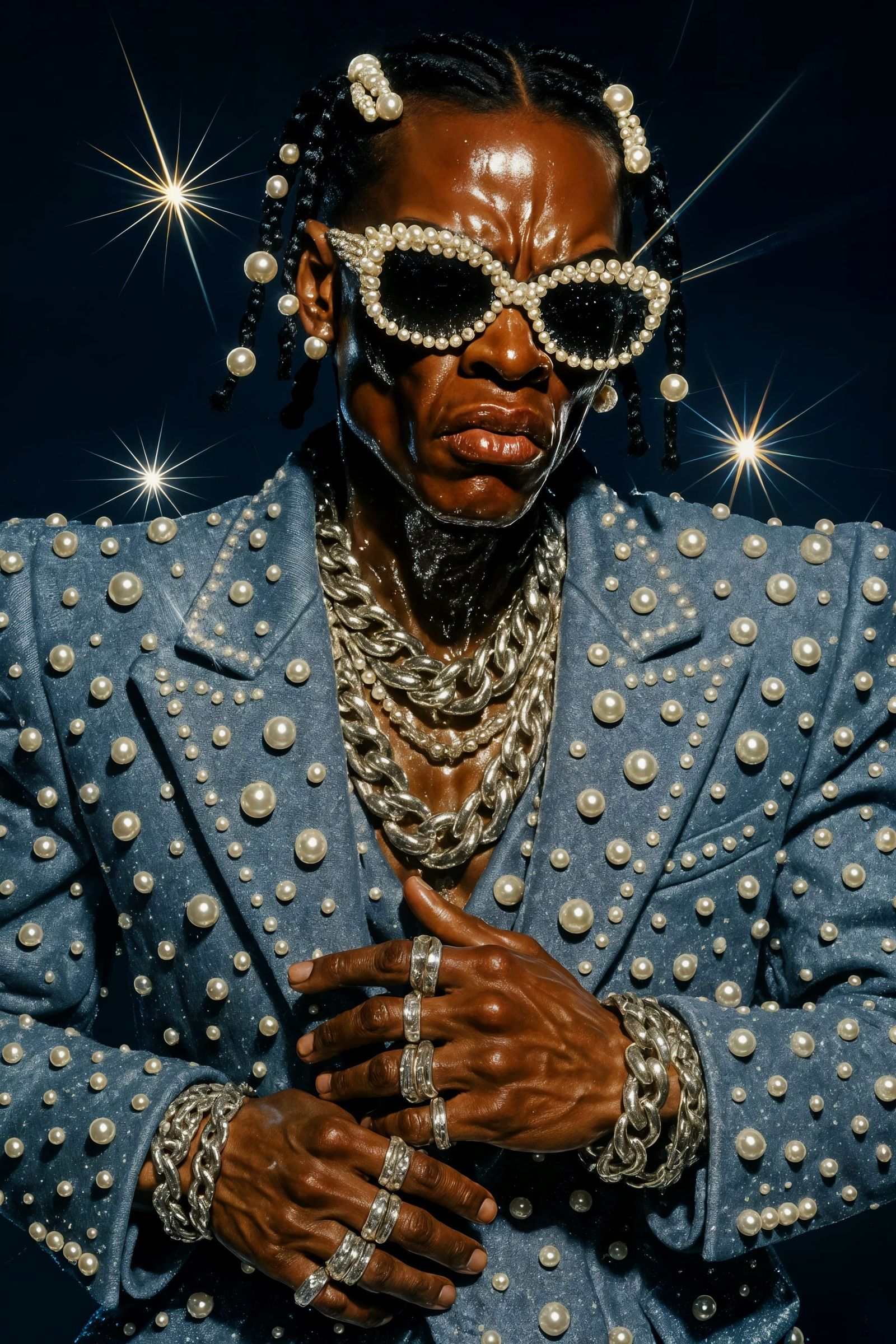 Pearl-Studded Streetwear: A Caricature Fashion Editorial