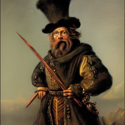 Steampunk Wizard's Hat in Rembrandt Style