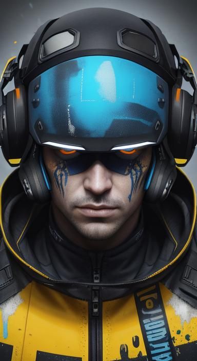 Ukrainian Pilot Portrait in Graffiti Art Style