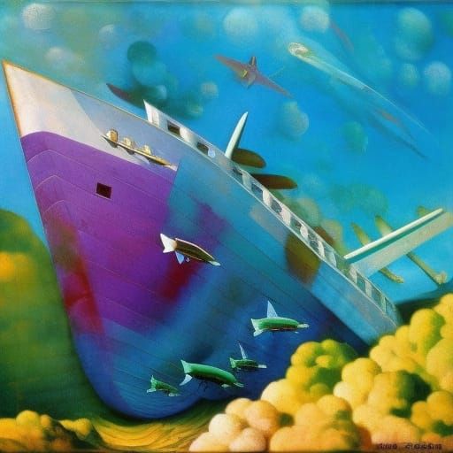 Ancient Greek Nuclear Submarine Underwater: Detailed 3D Rend...