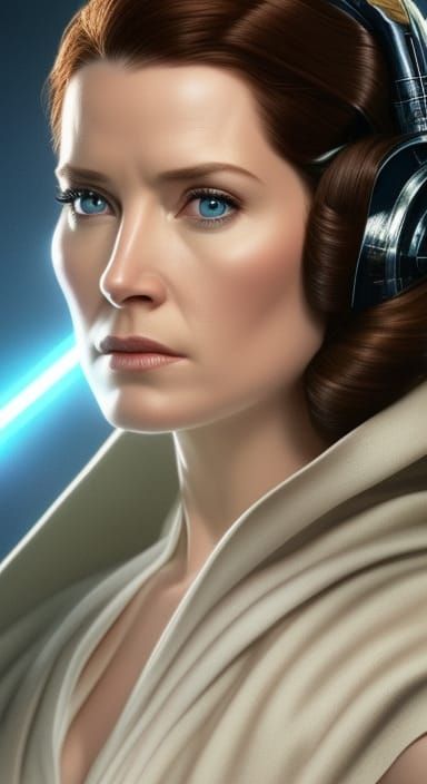 Princess Leia Hyperrealistic Portrait in Art Nouveau Style
