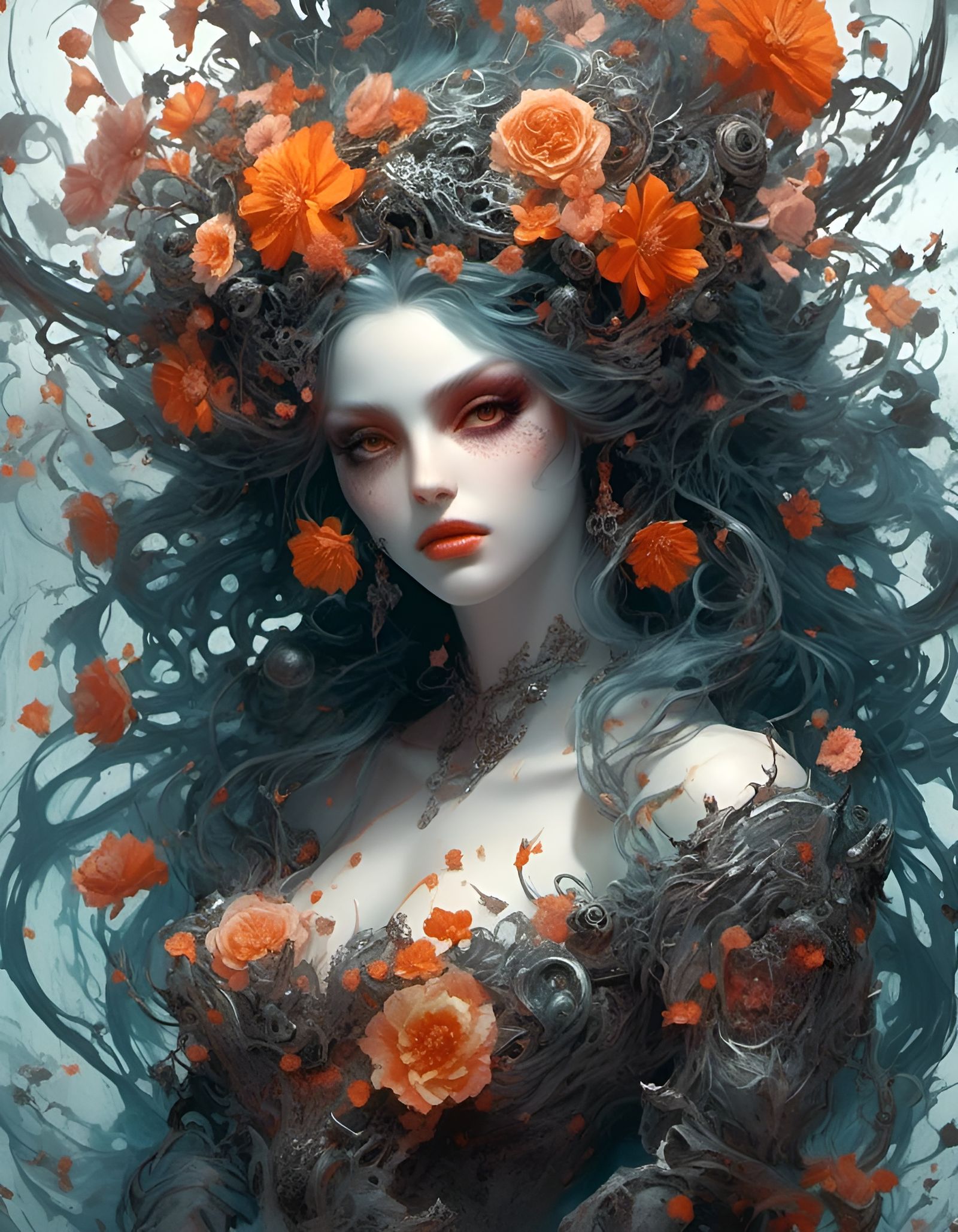 Flower Anime Desktop Wallpaper in Collage Style