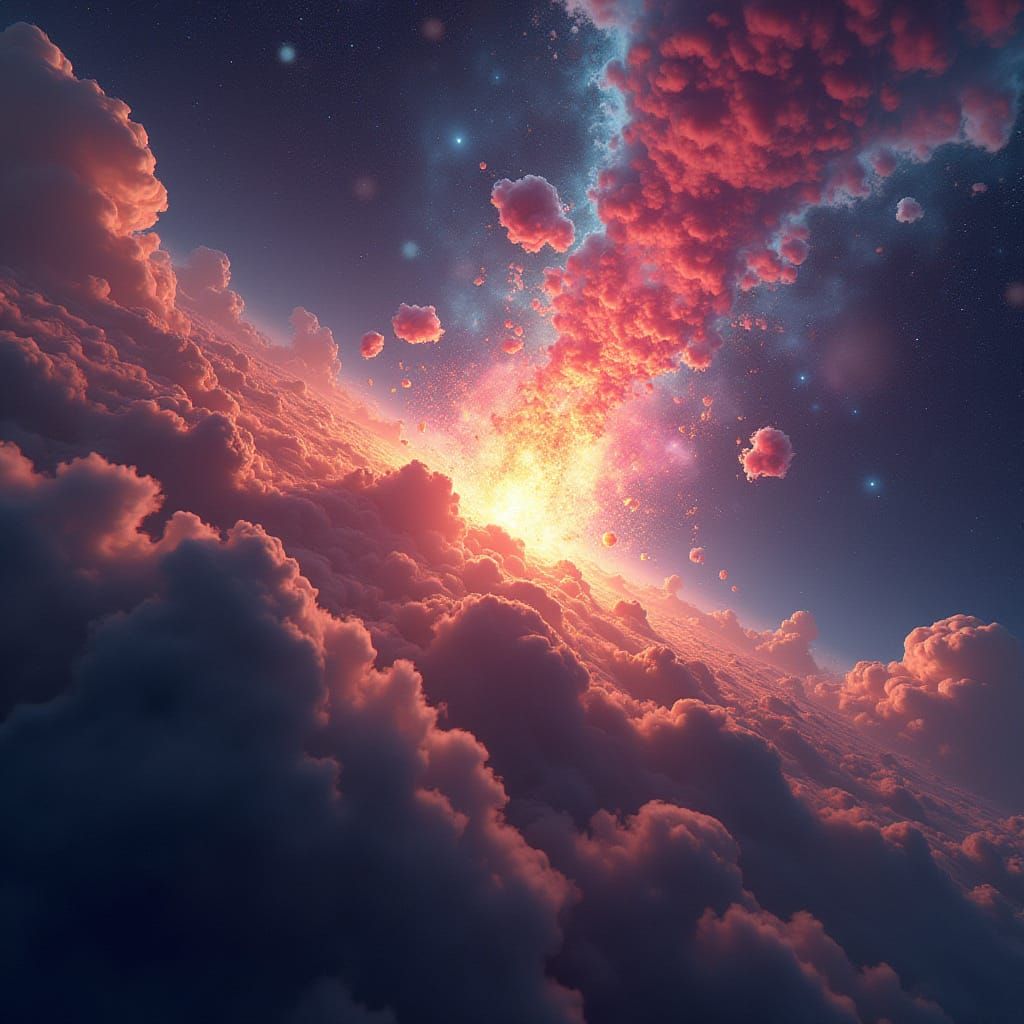 Vibrant Cosmic Explosion in a Digital Art Style