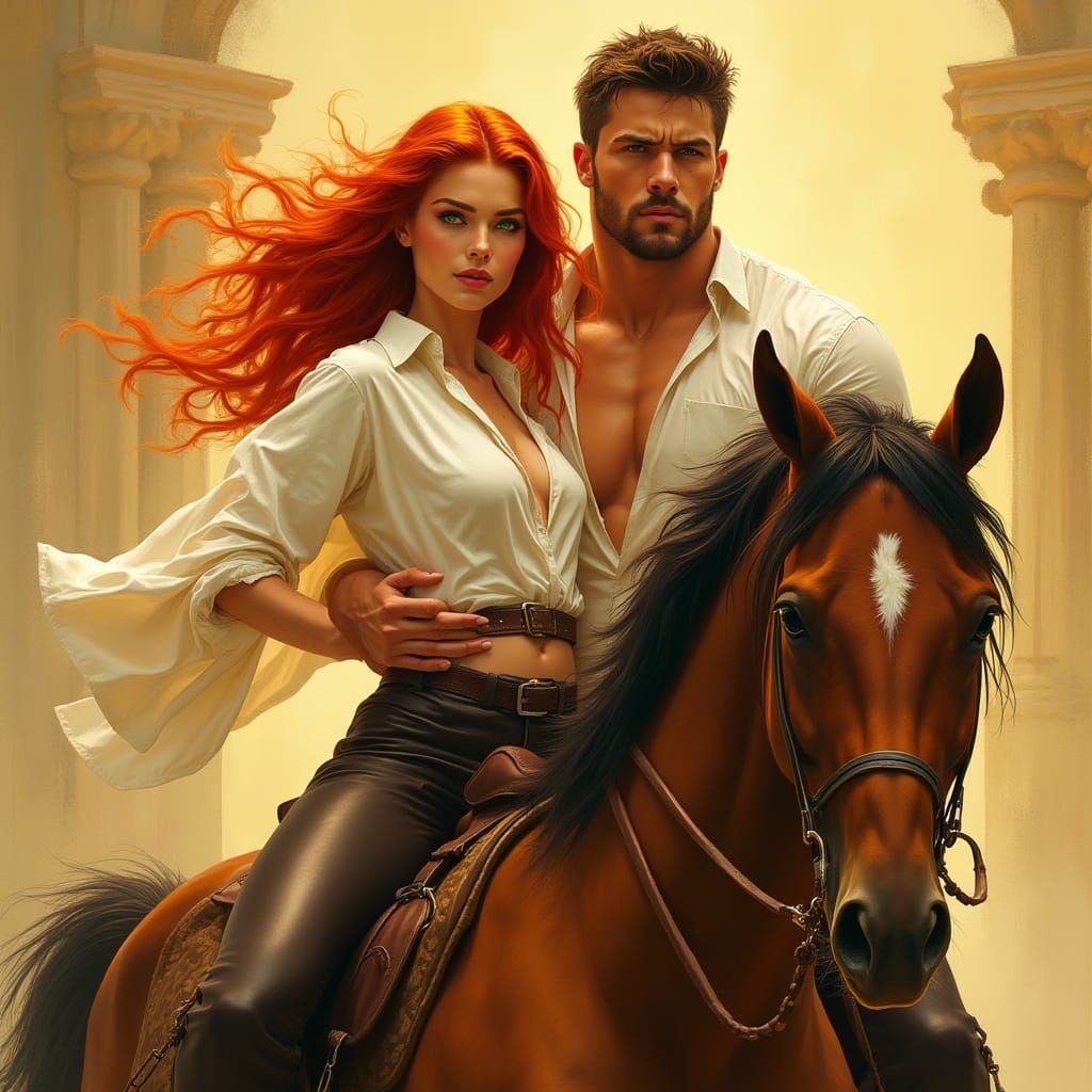 Elegant Warrior Rides into a Golden Renaissance Future