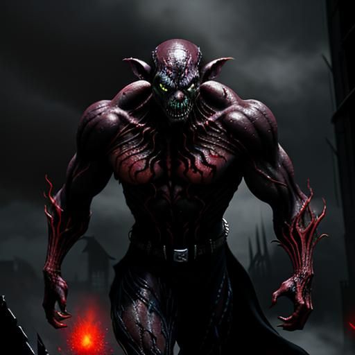 Terrifying Alien Creature Fusion in Comic Book Style