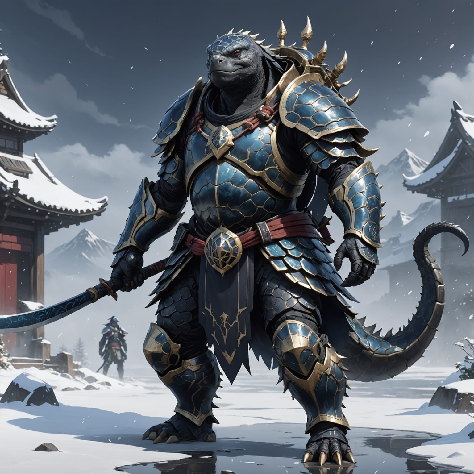 Majestic Genbu, Divine Beast of Winter and Water, Stands Tal...