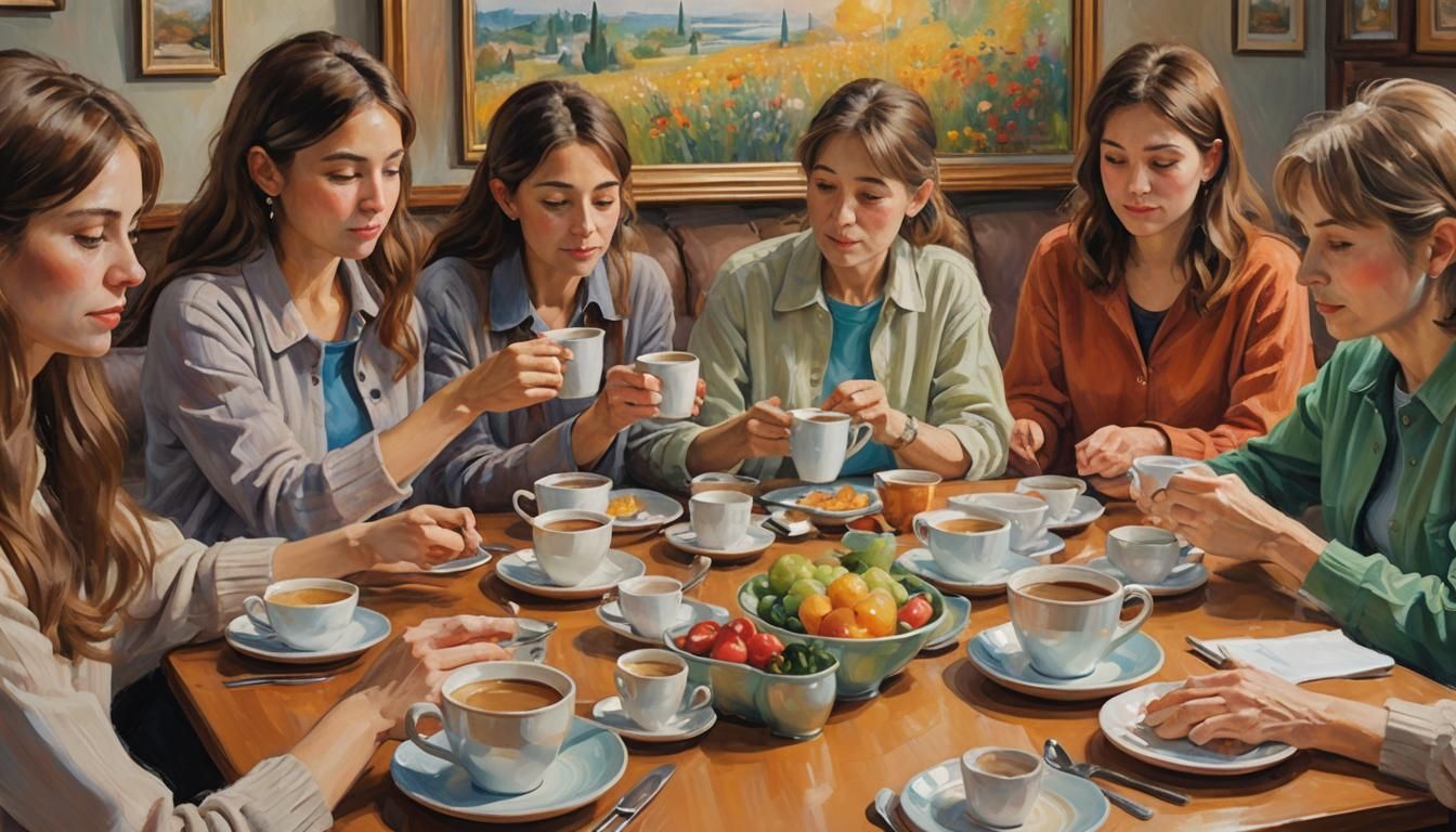 Support Group Meeting as Impressionist Oil Painting