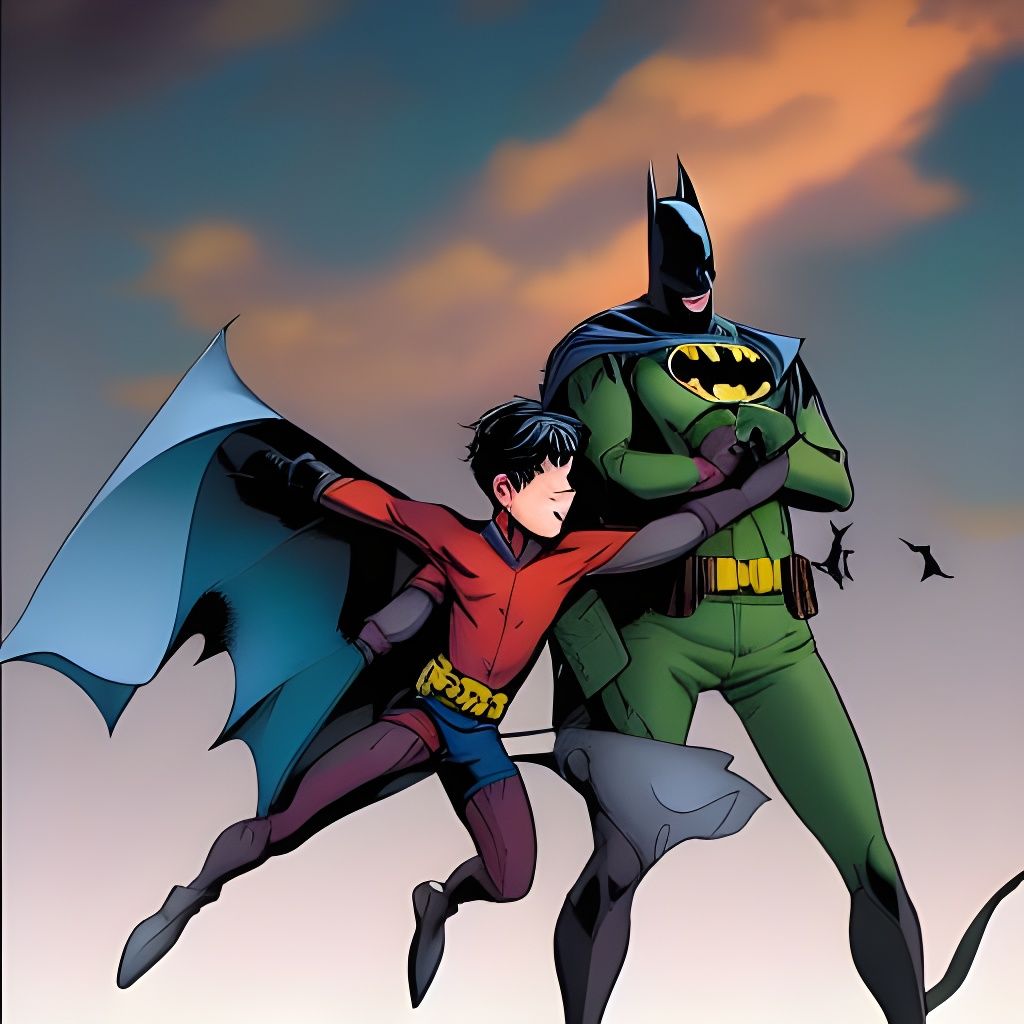 Batman and Robin in 80s Comic Style
