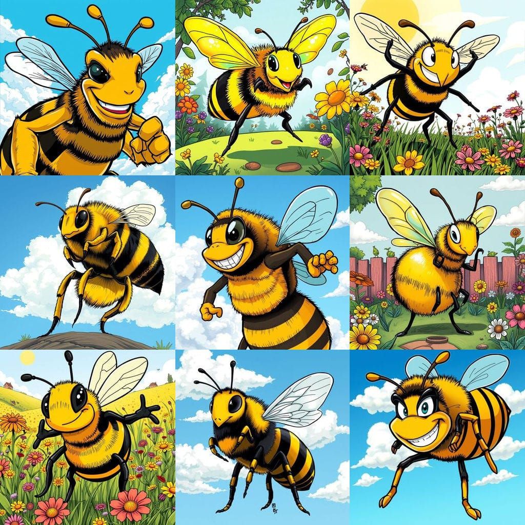 Bee in Vibrant Comic Book Style