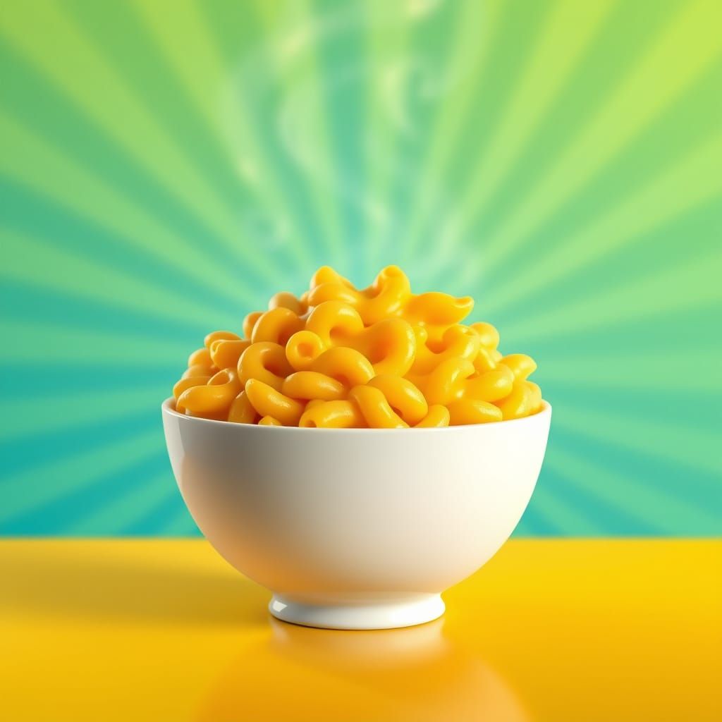 Macaroni and Cheese in Vibrant 3D Digital Art