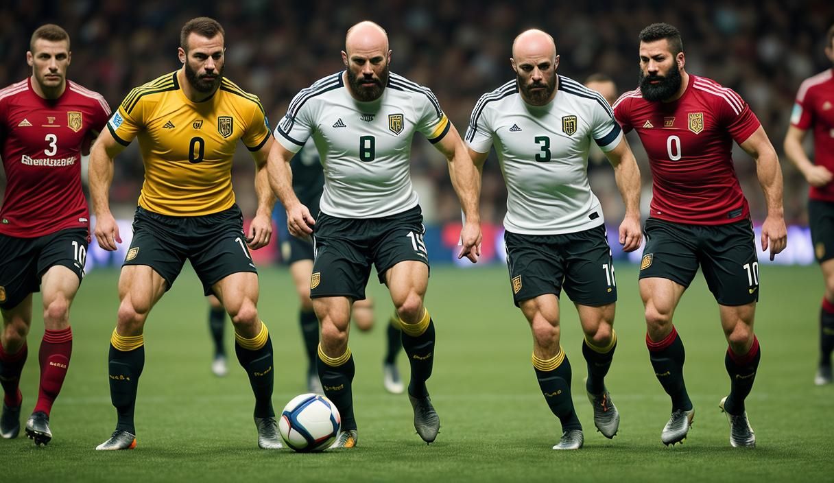 Muscular Soccer Players Portrait in Studio Lighting