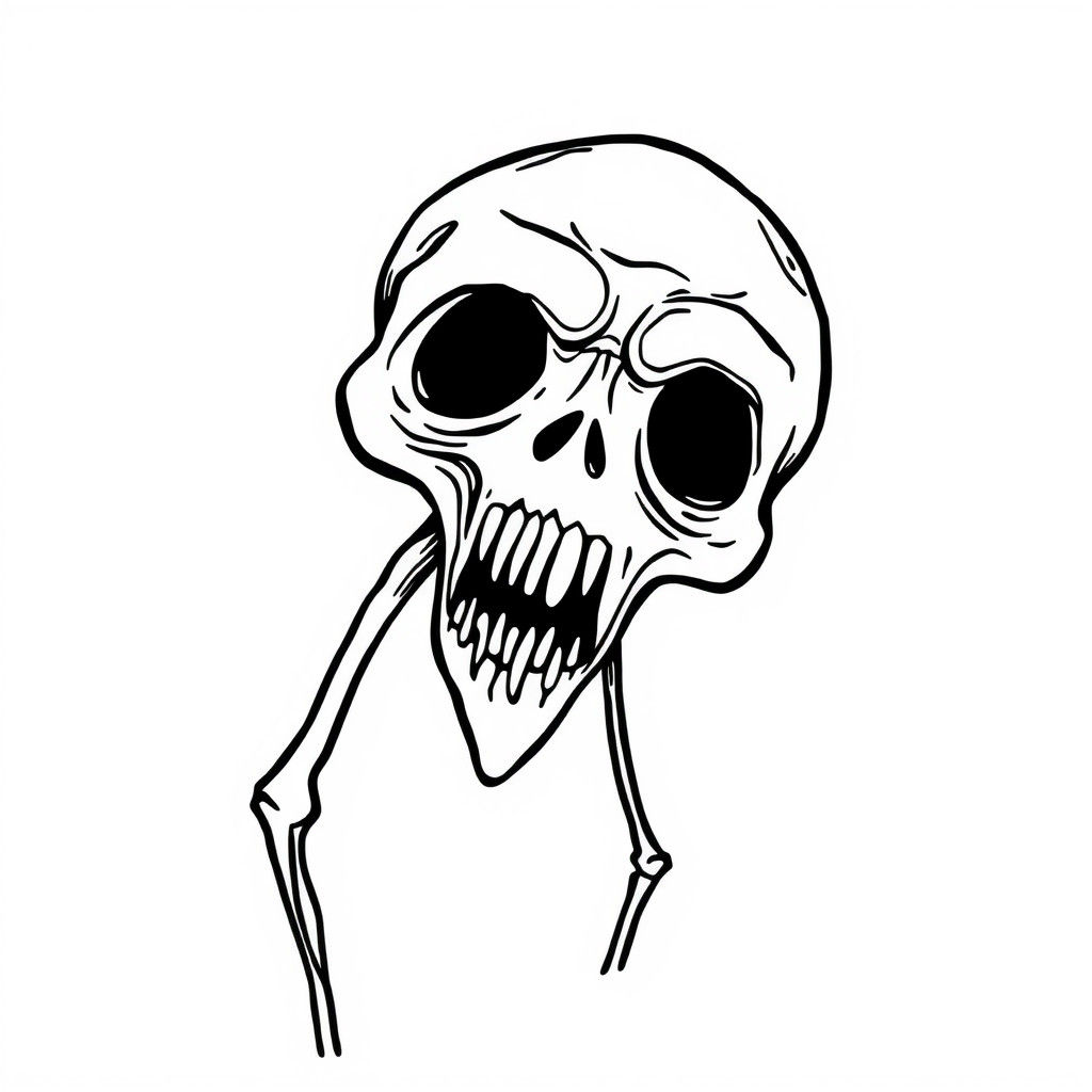 Simplistic Line Art Sketch of a Walker in Black and White