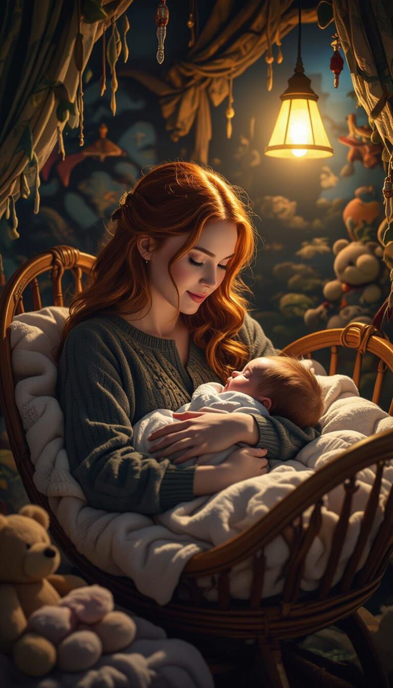Ginny Weasley with Baby in Surreal Nursery