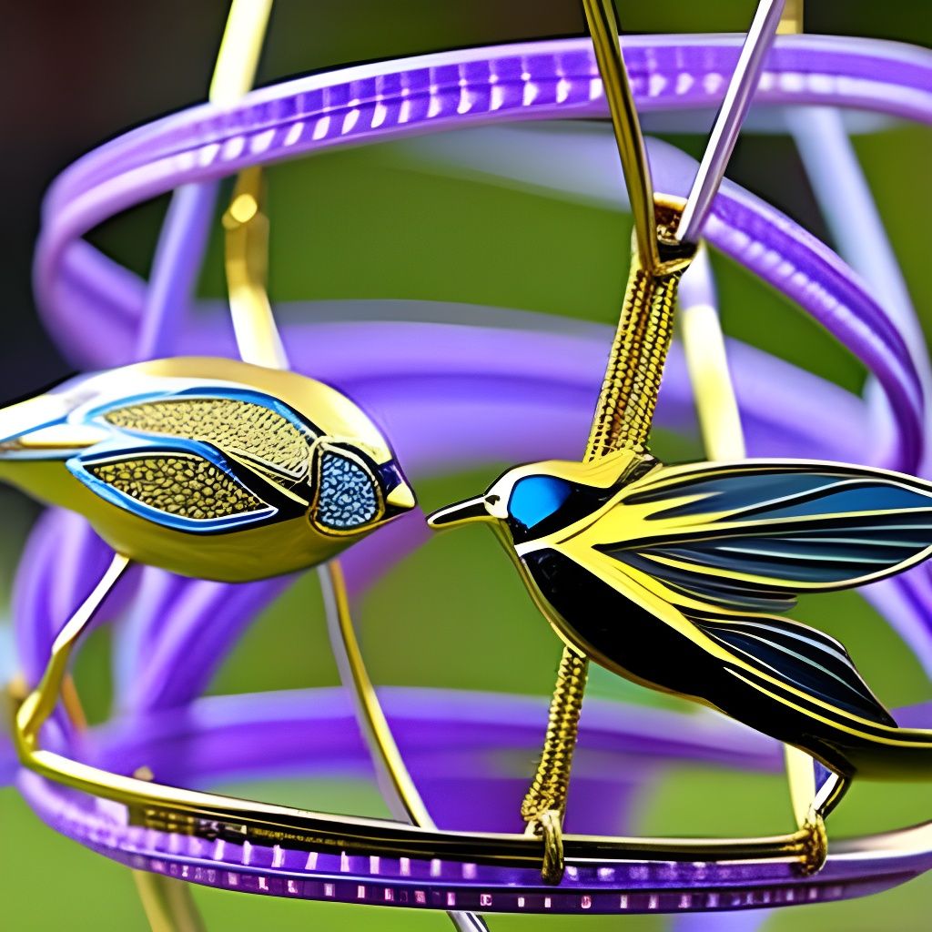 Hummingbirds Tunneling Through Space in Surreal Style