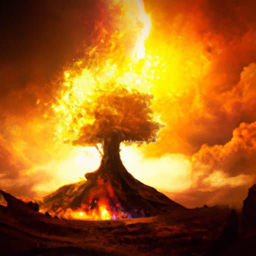 Burning World Tree: Epic Digital Matte Painting