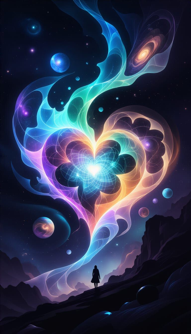 Cosmic Heart of Aether-Weave in Ethereal Style