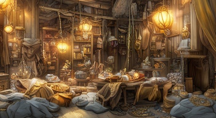 Pirate Treasure Cave Filled with Gold and Jewels