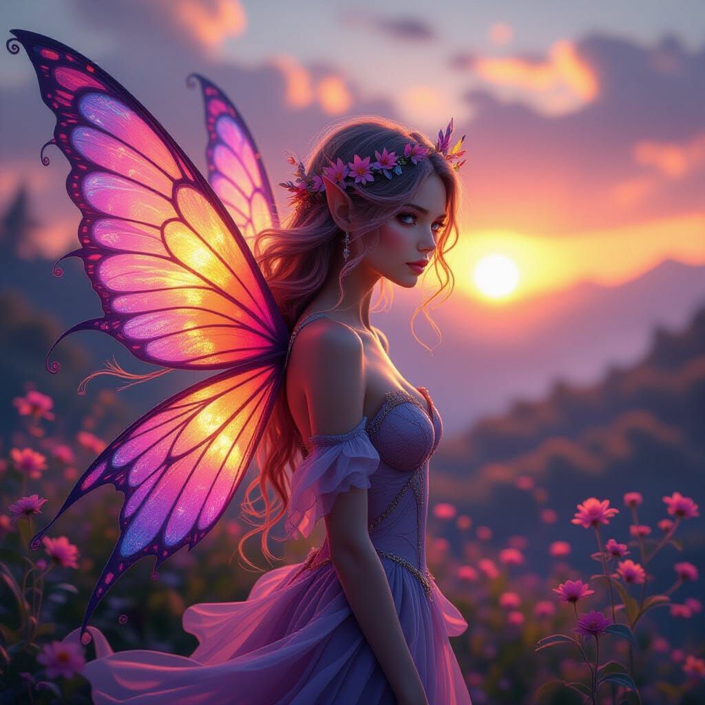Beautiful Fairy Personifying Sunsets in Fantasy Concept Art