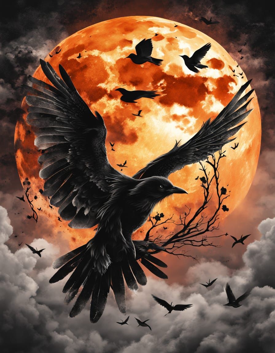 Gothic Rock Goddess with Guitar and Mystical Moonlit Landsca...