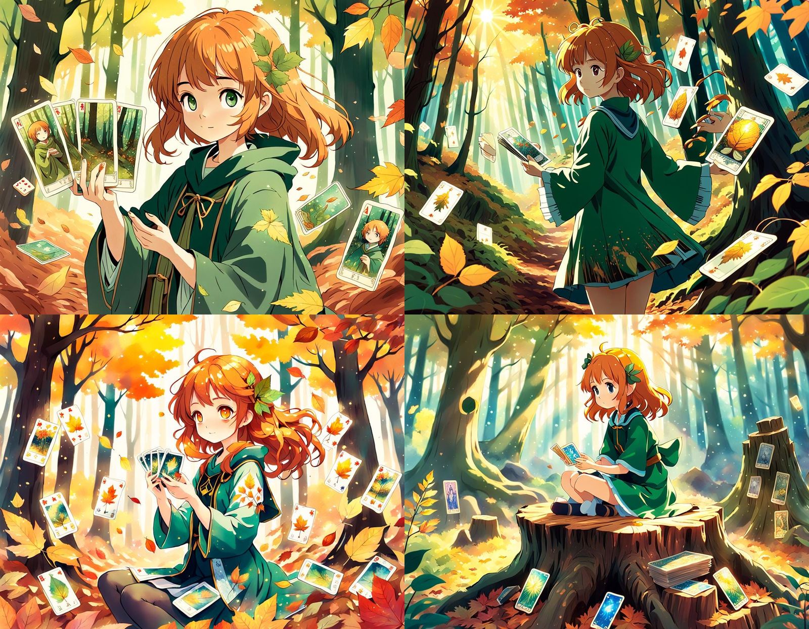 Ginger Haired Forest Nymph in Anime Style