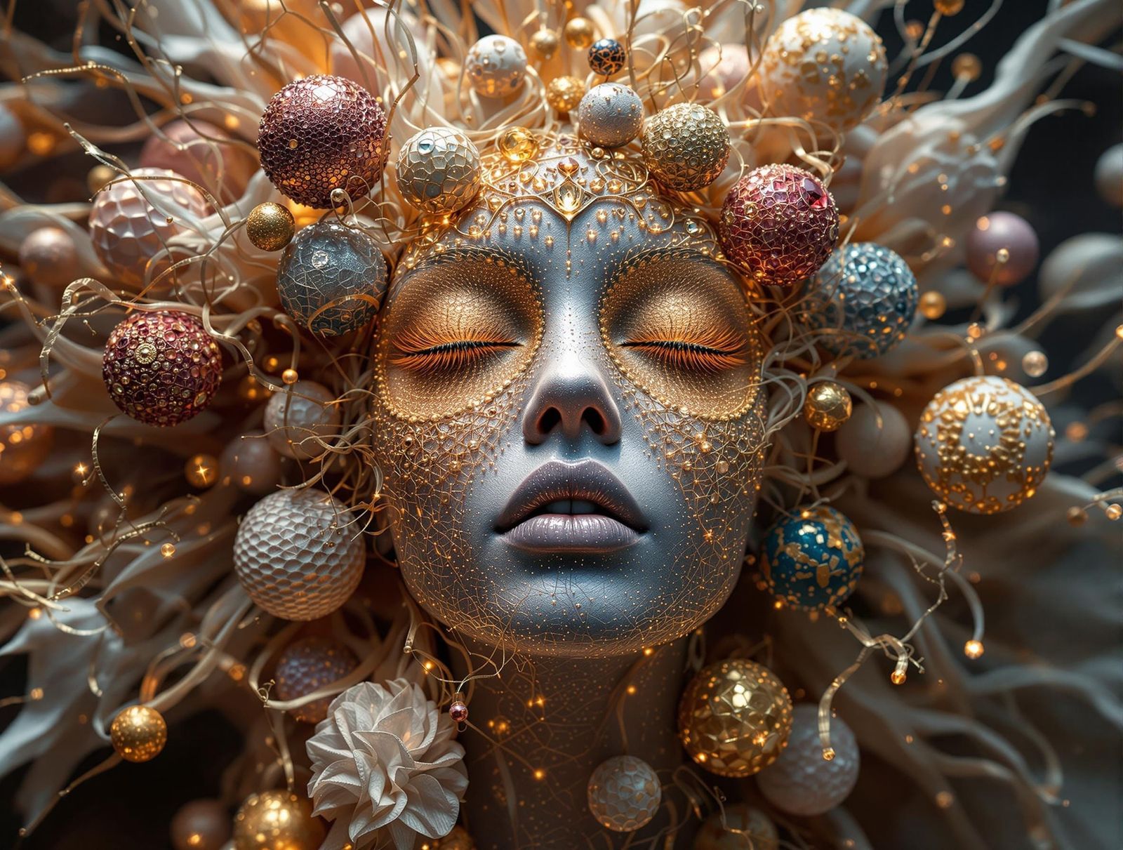 Superimposition on Jewelled Temari Silk Balls