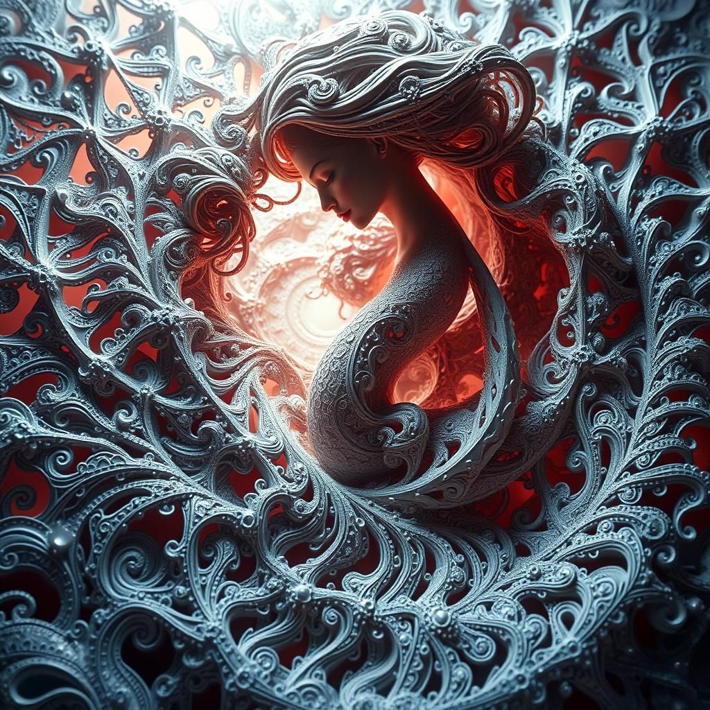 Intricate Illusion Portrait in Op-Art Style